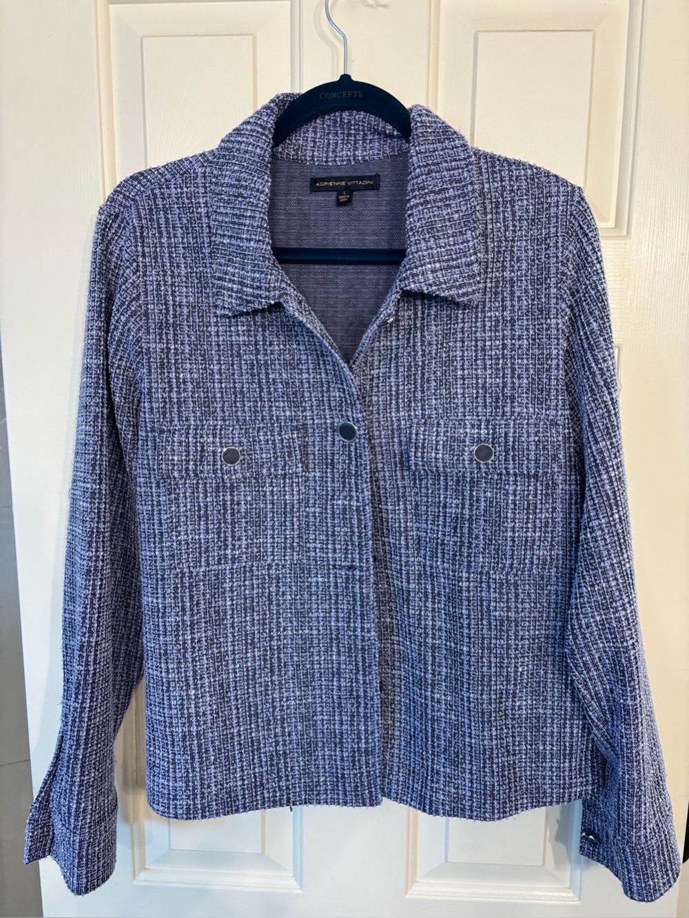Adrienne Vittadini Women's Blue Tweed Shacket Jacket